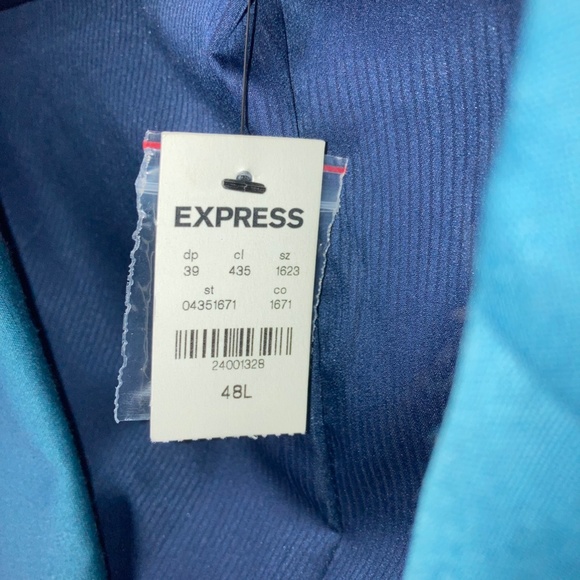 Extra slim Express teal two piece suit, jacket and pants - Picture 3 of 4